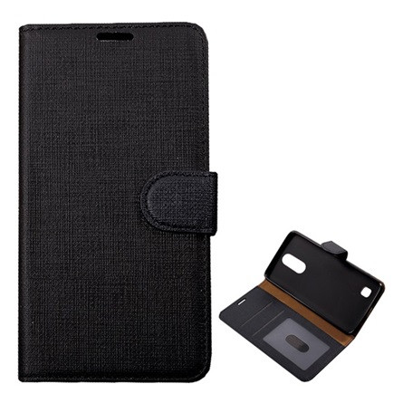 Gigapack LG K4 2017 Gigapack tok álló, bőr hatású FLIP, textil hatás, FEKETE