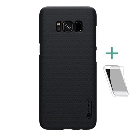 Nillkin Samsung S8 Plus NILLKIN SUPER FROSTED műanyag telefonvédő gumírozott, érdes felület + képernyővédő fólia, FEKETE
