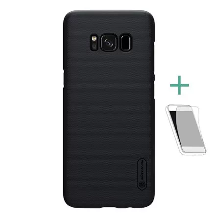 Nillkin Samsung S8 Plus NILLKIN SUPER FROSTED műanyag telefonvédő gumírozott, érdes felület + képernyővédő fólia, FEKETE