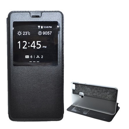 Gigapack Huawei P10 Lite Gigapack tok álló, bőr hatású FLIP, ablakos, FEKETE
