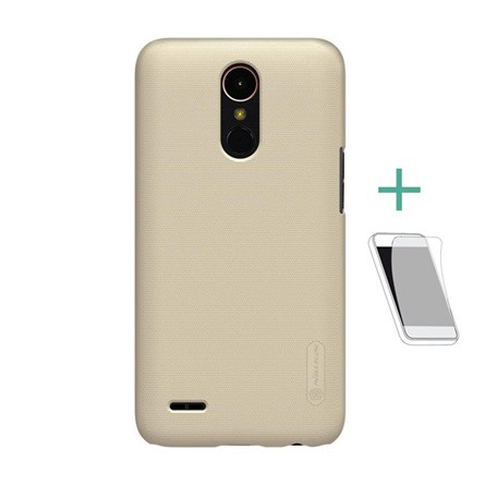 Nillkin LG K10 (2017) NILLKIN SUPER FROSTED műanyag telefonvédő gumírozott, érdes felület + képernyővédő fólia, ARANY
