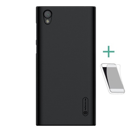 Nillkin Sony Xperia L1 NILLKIN SUPER FROSTED műanyag telefonvédő gumírozott, érdes felület + képernyővédő fólia, FEKETE