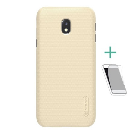 Nillkin Samsung J3 (2017) NILLKIN SUPER FROSTED műanyag telefonvédő gumírozott, érdes felület + képernyővédő fólia, ARANY