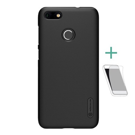 Nillkin Huawei P9 Lite Mini NILLKIN SUPER FROSTED műanyag telefonvédő gumírozott, érdes felület + képernyővédő fólia, FEKETE