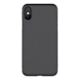   Nillkin iPhone XS 5.8 NILLKIN SYNTHETIC FIBER műanyag telefonvédő környezetbarát, karbon minta, FEKETE