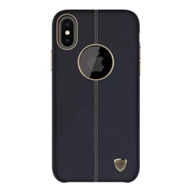   Nillkin iPhone XS 5.8 NILLKIN ENGLON műanyag telefonvédő bőr hatású, logó kivágás, FEKETE