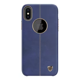   Nillkin iPhone XS 5.8 NILLKIN ENGLON műanyag telefonvédő bőr hatású, logó kivágás, SÖTÉTKÉK