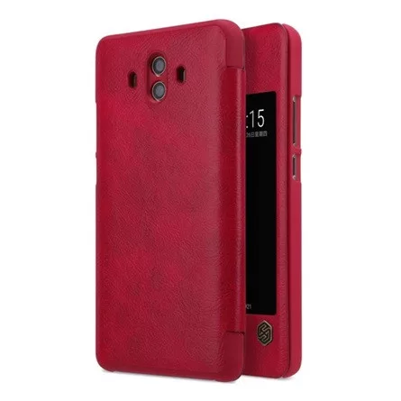 Nillkin Huawei Mate 10 NILLKIN QIN tok álló, bőr hatású aktív FLIP, ablakos, PIROS