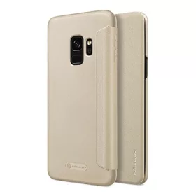   Nillkin Samsung S9 NILLKIN SPARKLE műanyag telefonvédő bőr hatású FLIP, oldalra nyíló, ARANY