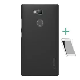   Nillkin Sony Xperia L2 NILLKIN SUPER FROSTED műanyag telefonvédő gumírozott, érdes felület + képernyővédő fólia, FEKETE