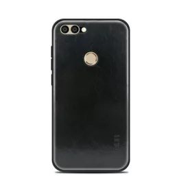   Mofi Huawei P Smart (2018) MOFI szilikon telefonvédő bőr hatású hátlap FEKETE