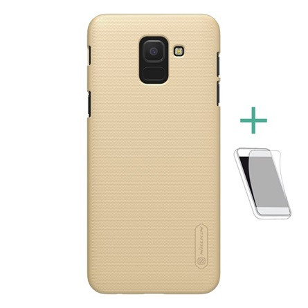 Nillkin Samsung J6 (2018) NILLKIN SUPER FROSTED műanyag telefonvédő gumírozott, érdes felület + képernyővédő fólia, ARANY