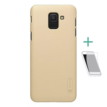 Nillkin Samsung J6 (2018) NILLKIN SUPER FROSTED műanyag telefonvédő gumírozott, érdes felület + képernyővédő fólia, ARANY