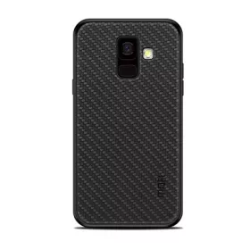   Mofi Samsung A6 (2018) MOFI HONOR szilikon telefonvédő bőr hatású hátlap, fonott minta, FEKETE