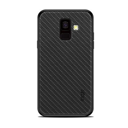 Mofi Samsung A6 (2018) MOFI HONOR szilikon telefonvédő bőr hatású hátlap, fonott minta, FEKETE