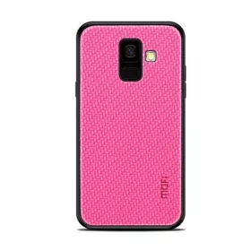   Mofi Samsung A6 (2018) MOFI HONOR szilikon telefonvédő bőr hatású hátlap, fonott minta, MAGENTA