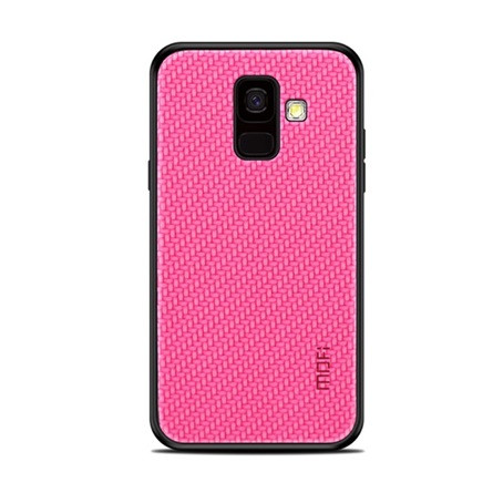 Mofi Samsung A6 (2018) MOFI HONOR szilikon telefonvédő bőr hatású hátlap, fonott minta, MAGENTA