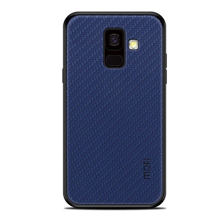 Mofi Samsung A6 (2018) MOFI HONOR szilikon telefonvédő bőr hatású hátlap, fonott minta, SÖTÉTKÉK
