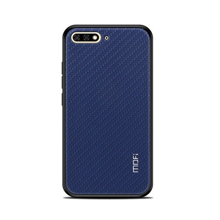 Mofi Huawei Y6 (2018) MOFI HONOR szilikon telefonvédő bőr hatású hátlap, fonott minta, SÖTÉTKÉK