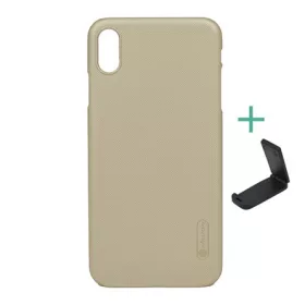   Nillkin iPhone XS Max 6.5 NILLKIN SUPER FROSTED műanyag telefonvédő gumírozott, érdes felület + asztali tartó, ARANY