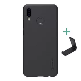   Nillkin Huawei P20 Lite NILLKIN SUPER FROSTED műanyag telefonvédő gumírozott, érdes felület + asztali tartó, FEKETE