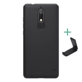   Nillkin Nokia 5.1 NILLKIN SUPER FROSTED műanyag telefonvédő gumírozott, érdes felület + asztali tartó, FEKETE