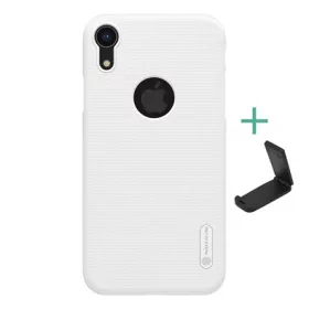   Nillkin iPhone XR 6.1 NILLKIN SUPER FROSTED műanyag telefonvédő gumírozott, logó kivágás + asztali tartó, FEHÉR