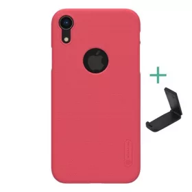   Nillkin iPhone XR 6.1 NILLKIN SUPER FROSTED műanyag telefonvédő gumírozott, logó kivágás + asztali tartó, PIROS
