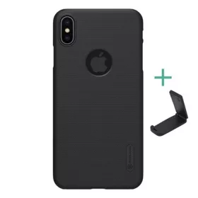   Nillkin iPhone XS Max 6.5 NILLKIN SUPER FROSTED műanyag telefonvédő gumírozott, logó kivágás + asztali tartó, FEKETE