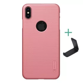  Nillkin iPhone XS Max 6.5 NILLKIN SUPER FROSTED műanyag telefonvédő gumírozott, logó kivágás + asztali tartó, ROZÉARANY