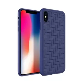   Hoco iPhone XS 5.8 HOCO TRACERY szilikon telefonvédő fonott minta SÖTÉTKÉK