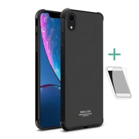   Imak iPhone XR 6.1 IMAK szilikon telefonvédő ütésállóság, matt + képernyővédő fólia, FEKETE