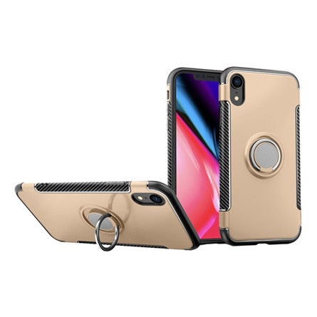 Gigapack iPhone XR 6.1 Gigapack Szilikon telefonvédő asztali tartó, karbon minta, ARANY