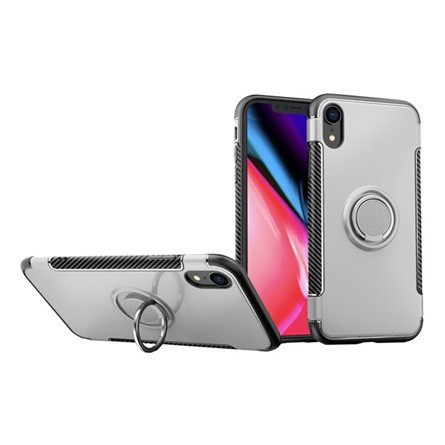 Gigapack iPhone XR 6.1 Gigapack Szilikon telefonvédő asztali tartó, karbon minta, EZÜST