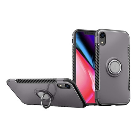 Gigapack iPhone XR 6.1 Gigapack Szilikon telefonvédő asztali tartó, karbon minta, SZÜRKE