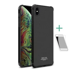   Imak iPhone XS Max 6.5 IMAK szilikon telefonvédő ütésállóság, matt + képernyővédő fólia, FEKETE