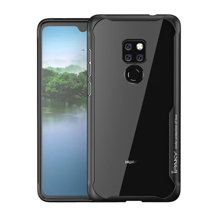 Ipaky Huawei Mate 20 IPAKY szilikon telefonvédő ütésállóság, átlátszó hátlap, FEKETE