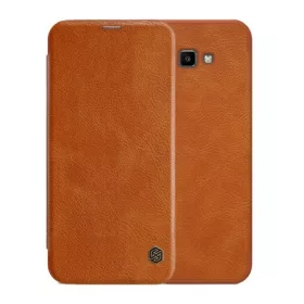   Nillkin Samsung J4 Plus NILLKIN QIN tok álló, bőr hatású FLIP, kártyazseb, BARNA
