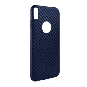   Hoco iPhone XS Max 6.5 HOCO DELICATE SHADOW szilikon telefonvédő karbon minta, logó kivágás, SÖTÉTKÉK