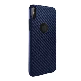   Hoco iPhone XS 5.8 HOCO DELICATE SHADOW szilikon telefonvédő karbon minta, logó kivágás, SÖTÉTKÉK