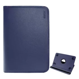   ENKAY tok álló, bőr hatású (univerzális, FLIP, asztali tartó, 360°, 7" méret) SÖTÉTKÉK (Gigapack csomagolás)