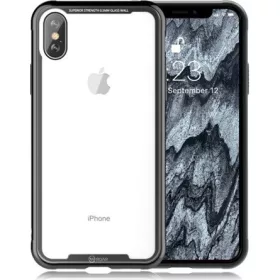   Roar iPhone XS Max 6.5 ROAR GLASS AIRFRAME szilikon telefonvédő ütésállóság, üveg hátlap, FEKETE