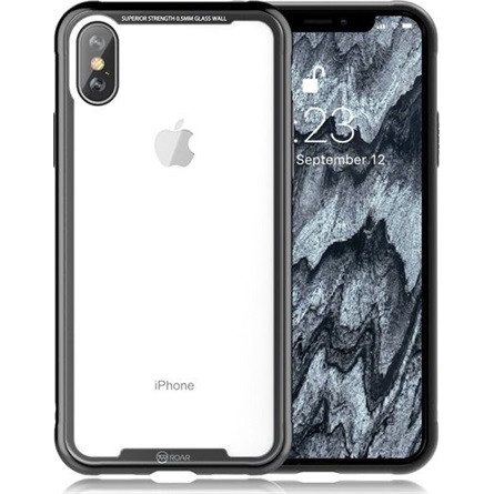 Roar iPhone XS Max 6.5 ROAR GLASS AIRFRAME szilikon telefonvédő ütésállóság, üveg hátlap, FEKETE