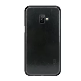   Mofi Samsung J6 Plus MOFI szilikon telefonvédő bőr hatású hátlap FEKETE