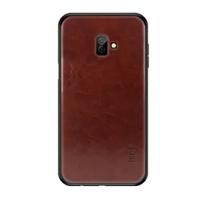   Mofi Samsung J6 Plus MOFI szilikon telefonvédő bőr hatású hátlap SÖTÉTBARNA