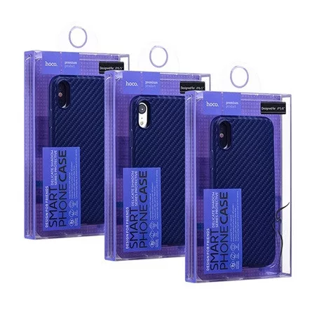 Hoco iPhone XR 6.1 HOCO DELICATE SHADOW szilikon telefonvédő karbon minta, logó kivágás, SÖTÉTKÉK
