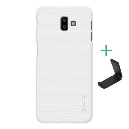 Nillkin Samsung J6 Plus NILLKIN SUPER FROSTED műanyag telefonvédő gumírozott, érdes felület + asztali tartó, FEHÉR
