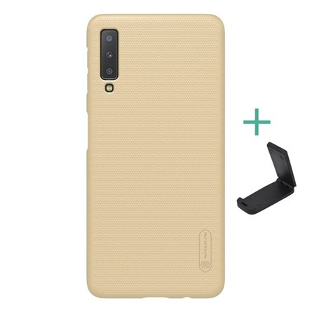 Nillkin Samsung A7 (2018) NILLKIN SUPER FROSTED műanyag telefonvédő gumírozott, érdes felület + asztali tartó, ARANY