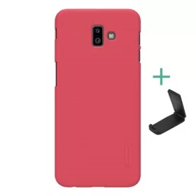   Nillkin Samsung J6 Plus NILLKIN SUPER FROSTED műanyag telefonvédő gumírozott, érdes felület + asztali tartó, PIROS