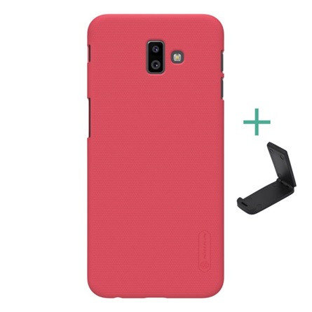 Nillkin Samsung J6 Plus NILLKIN SUPER FROSTED műanyag telefonvédő gumírozott, érdes felület + asztali tartó, PIROS